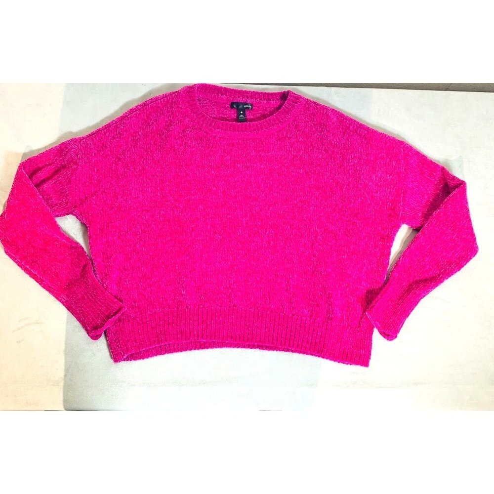 AQUA Pink Chenille Scoop Neck Batwing Seater S